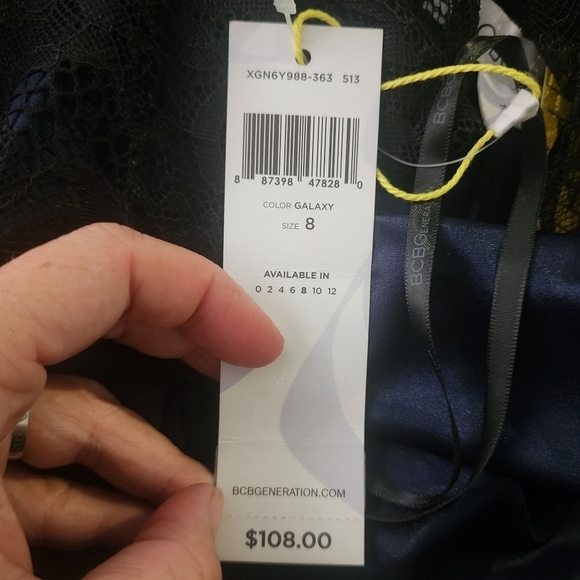 NWT BCBGeneration Navy Black Fitted Lace Cocktail Party Dress Women's Size 8 New - Picture 12 of 12
